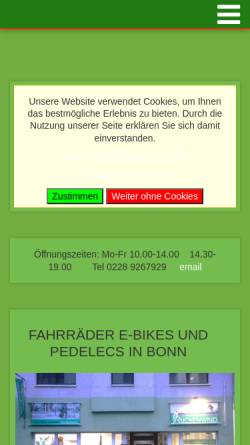 Vorschau der mobilen Webseite www.radladenrueckenwind.de, C. Knippertz Zweiradeinzelhandel - Radladen Rückenwind