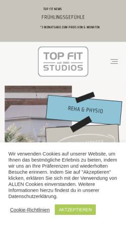 Vorschau der mobilen Webseite www.topfit-studios.de, Fitnessstudio Top-Fit GmbH