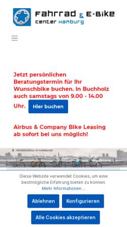 Vorschau der mobilen Webseite www.fahrradcenter.de, Fahrrad Center Harburg GmbH