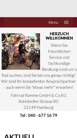 Vorschau der mobilen Webseite www.fahrradramme.de, Fahrrad Ramme