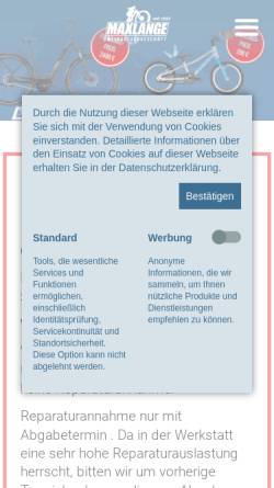 Vorschau der mobilen Webseite www.fahrradlange.de, Zweiradfachgeschäft Max Lange