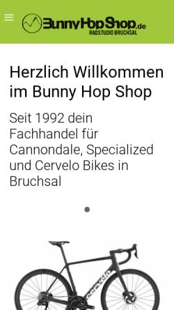 Vorschau der mobilen Webseite www.bunnyhopshop.de, BunnyHopShop, Radstudio Bruchsal GmbH