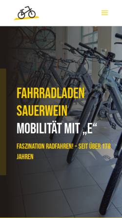 Vorschau der mobilen Webseite www.fahrradladen-sauerwein.de, Fahrradladen Sauerwein, Horst Sauerwein
