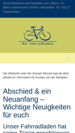 Vorschau der mobilen Webseite www.fahrrad-saar.de, Der Fahrradladen GmbH