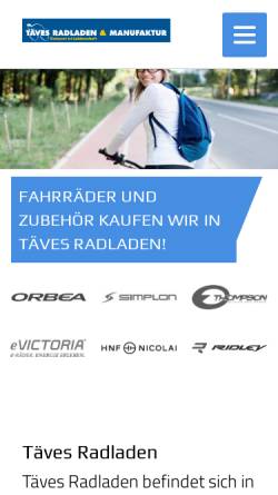 Vorschau der mobilen Webseite www.taeves-radladen.de, Täves Radladen, Gus-Erik Schur