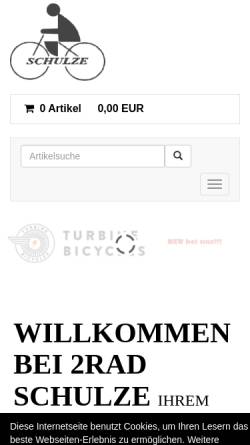 Vorschau der mobilen Webseite www.2rad-laden.de, Fahrrad Schulze Leipzig