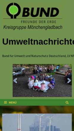 Vorschau der mobilen Webseite www.bund-mg.de, Bund für Umwelt und Naturschutz Deutschland (BUND), Kreisgruppe Mönchengladbach