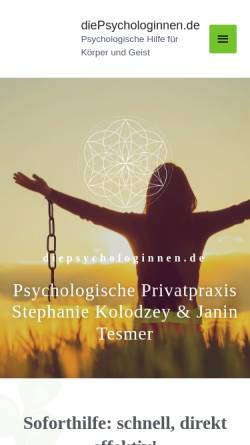 Vorschau der mobilen Webseite www.diepsychologinnen.de, Psychologische Gemeinschaftspraxis Tesmer & Kolodz