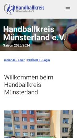 Vorschau der mobilen Webseite www.handballkreis-muenster.de, Handballkreis Münster