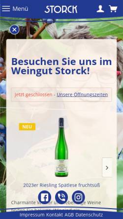 Vorschau der mobilen Webseite weingut-storck.de, Weingut Friedrich Storck