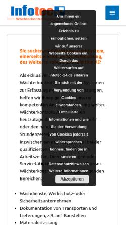 Vorschau der mobilen Webseite www.infotec-24.de, Infotec-24 Wächterkontrollsysteme e.K.