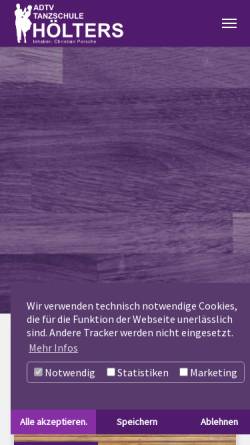 Vorschau der mobilen Webseite www.tanzschulehoelters.de, Tanzschule Peter Hölters GbR