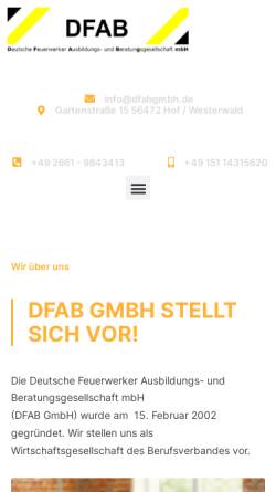 Vorschau der mobilen Webseite dfabgmbh.de, DFAB GmbH - Deutsche Feuerwerker Ausbildungs- und Beratungsgesellschaft mbH