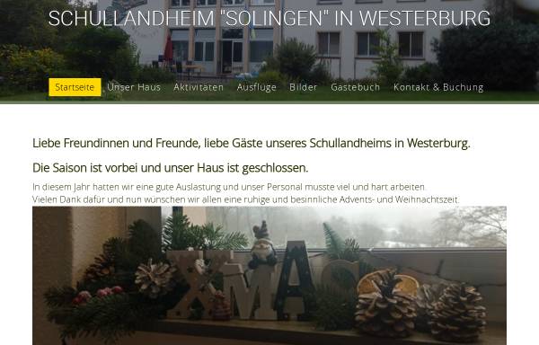 Vorschau von www.schullandheim-solingen.de, Schullandheim Solingen