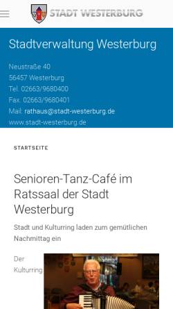 Vorschau der mobilen Webseite stadt-westerburg.de, Stadt Westerburg