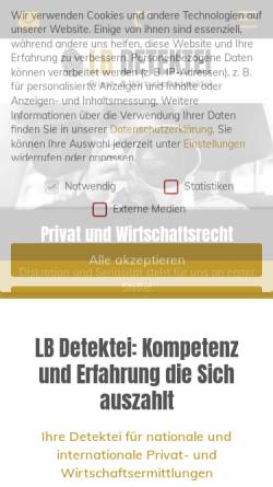 Vorschau der mobilen Webseite www.lb-detektei.de, Agentur Detektei LB
