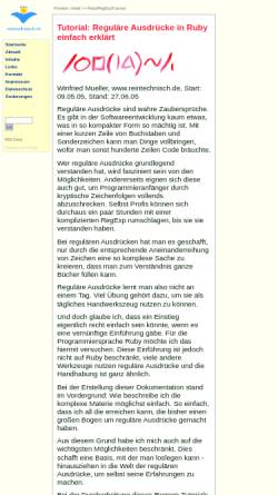 Vorschau der mobilen Webseite www.wikidorf.de, reintechnisch.de - RubyRegExpTutorial