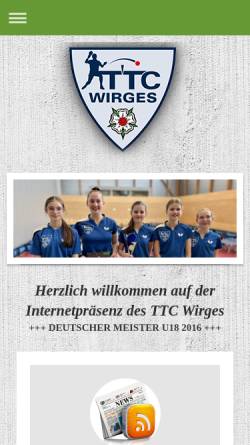 Vorschau der mobilen Webseite www.ttc-wirges.de, Tischtennis Club Wirges e.V.