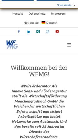 Vorschau der mobilen Webseite www.wfmg.de, Wirtschaftsförderung Mönchengladbach GmbH