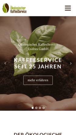 Vorschau der mobilen Webseite www.oeko-kaffeeservice.de, Ökologischer Kaffeeservice - Werner Endres