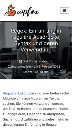 Vorschau der mobilen Webseite www.webmasterpro.de, Syntax für Reguläre Ausdrücke (Regex)