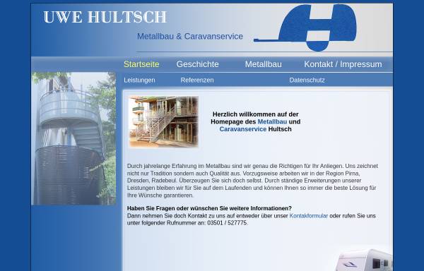 Vorschau von www.metallbau-hultsch.de, Metallbau und Caravanservice Uwe Hultsch