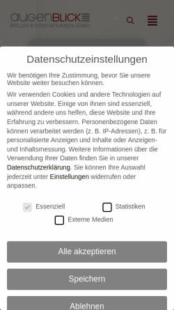Vorschau der mobilen Webseite augenblick-optik.de, Augenblick Brillen - Contactlinsen GmbH