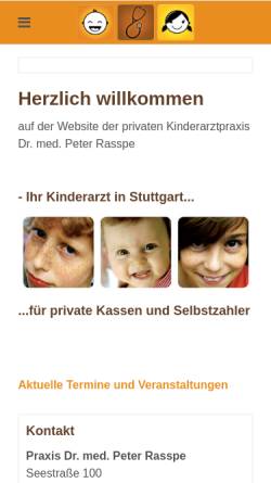 Vorschau der mobilen Webseite www.kinderarzt-rasspe.de, Dr. med. Peter Rasspe