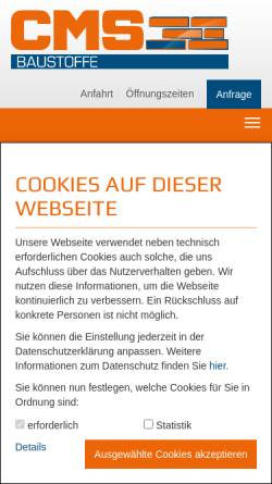 Vorschau der mobilen Webseite www.cms-baustoffe.de, Carl Müller Söhne GmbH & Co.KG