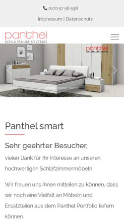 Vorschau der mobilen Webseite www.panthel.de, Panthel Möbelwerk GmbH & Co