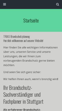 Vorschau der mobilen Webseite www.trias-ing.de, Bury Gedgaudas Partnerschaft, Trias Brandschutzplanung