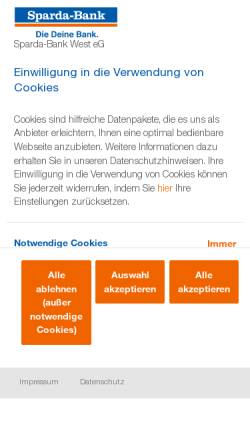 Vorschau der mobilen Webseite www.sparda-west.de, Sparda Bank West eG