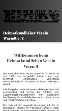 Vorschau der mobilen Webseite www.heimatkundlicher-verein-warndt.eu, HVW Heimatkundlicher Verein Warndt e.V.