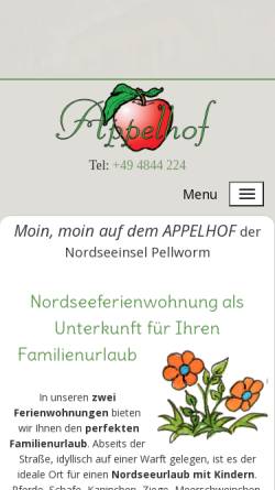 Vorschau der mobilen Webseite appelhof-pellworm.de, Pferdehof Appelhof