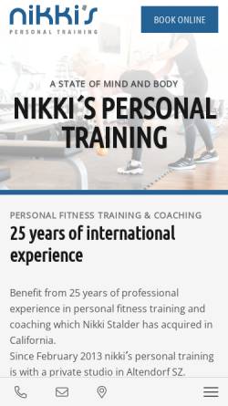 Vorschau der mobilen Webseite www.nikkistalder.ch, Personal Fitness Training by Nikki Stalder