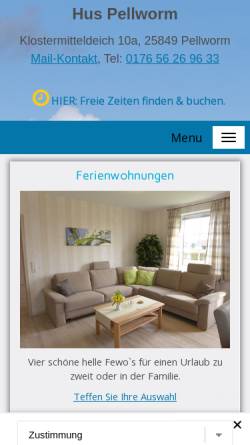 Vorschau der mobilen Webseite www.clausen-pellworm.de, Ferienhaus Nordseeinsel Pellworm