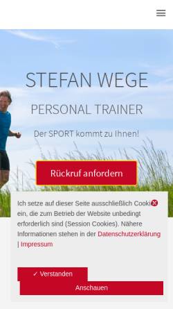 Vorschau der mobilen Webseite www.stefan-wege.de, Personal Trainer