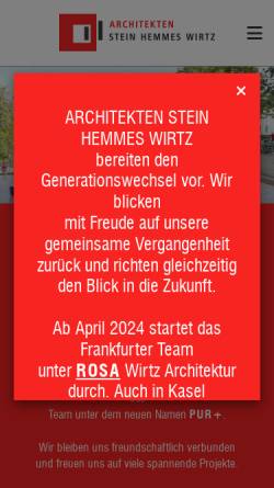 Vorschau der mobilen Webseite www.stein-hemmes-wirtz.de, Architekten Stein, Hemmes, Wirtz