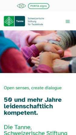 Vorschau der mobilen Webseite www.tanne.ch, Tanne - Stiftung für Taubblinde