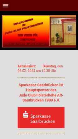 Vorschau der mobilen Webseite www.jcfolsterhoehe.de, JC Judoclub Folsterhöhe Alt-Saarbrücken 1999 e.V.