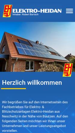 Vorschau der mobilen Webseite www.elektro-heidan.de, Elektro- und Blitzschutzanlagen Heidan