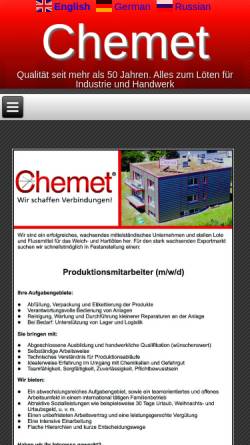 Vorschau der mobilen Webseite www.chemet.de, Chemet GmbH
