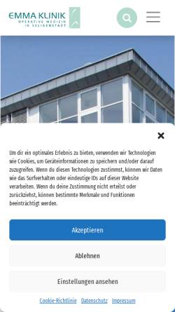 Vorschau der mobilen Webseite www.emma-klinik.de, Emma Klinik