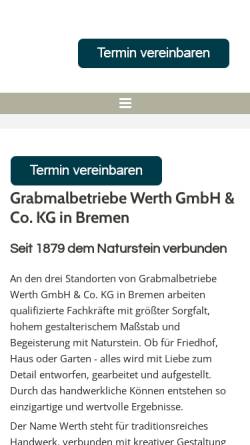 Vorschau der mobilen Webseite www.werth-bremen.de, Stein- und Bildhauerei Werth