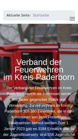 Vorschau der mobilen Webseite www.kfv-paderborn.de, Kreisfeuerwehrverband Paderborn