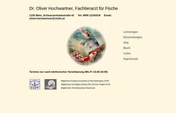 Vorschau von www.fischdoktor.at, Dr. Oliver Hochwartner, Fachtierarzt für Fische