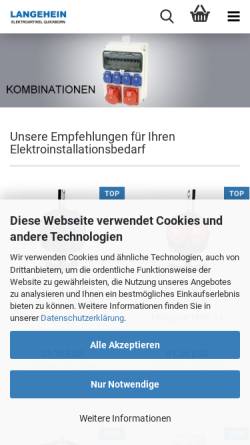 Vorschau der mobilen Webseite www.elektroartikel-langehein.de, Elektroartikel Langehein