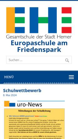 Vorschau der mobilen Webseite www.gehemer.de, Gesamtschule Hemer