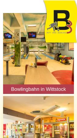 Vorschau der mobilen Webseite www.b3-wittstock.de, B3, Bett Bike Bowling GbR