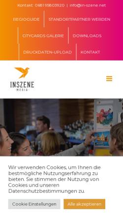 Vorschau der mobilen Webseite in-szene.net, In-Szene Werbemedien und Dienstleistungen Edeltraud Buchmann